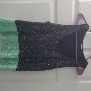J Crew Med ...Navy/Turquoise Sequin Sleeveless Top